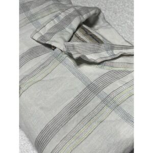 Tommy Bahama 100% Linen Shirt Men 2XL Ecru Striped Short Sleeve Button Up Airy